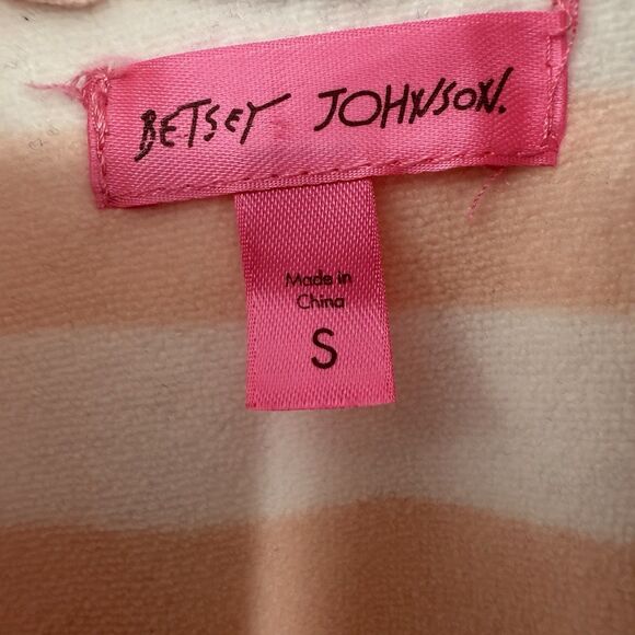 Betsey Johnson Pink Striped Ruffle Soft Robe Lounge Resort Relax Vacation - Picture 2 of 12